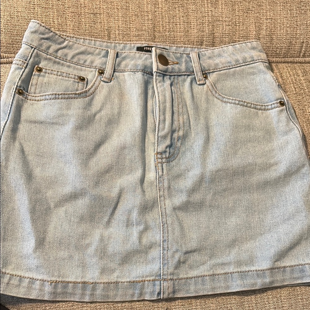 Forever 21 Blue Tan Mini Skirt Casual